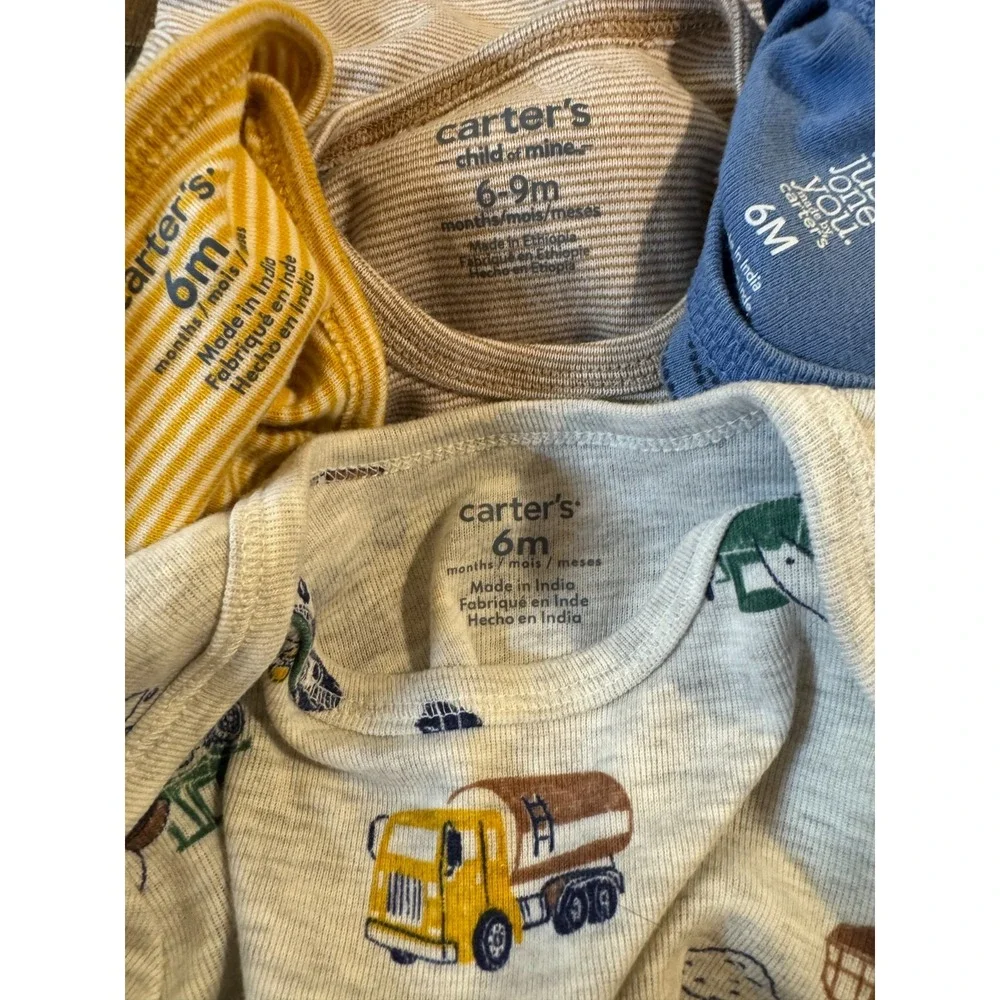 Carters Baby Boy Clothes Bodysuits 6 Months Lot Bundle Tee Shirts Short Sleeved